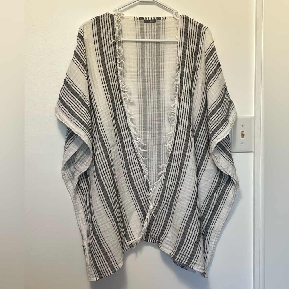 Grey and white aerie linen material shawl cover up